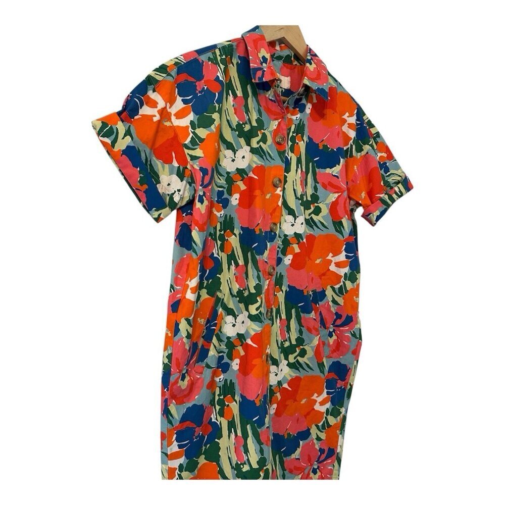 Anthropologie Porridge Women's Petite XS Utility Cotton Printed Casual Dress - Picture 4 of 5